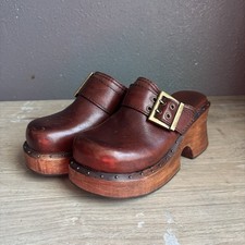 Vintage MIA Clog Platform Chunky Shoes Sandals 90s Y2K Wooden Block Heel Size 5m Platform Shoes price