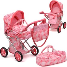 25" Baby Doll Stroller Pram w/ Carrier, Canopy & Storage Basket - Pink Stroller-Pram Organiser price