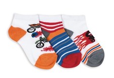 Jefferies Socks Boys Toddler Racing Motorcycle Stripe Low Cut Ankle Socks 3 Pair Boys' Socks Set price
