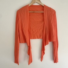 Metalicus Orange Cropped Cardigan Shrug Size S/M Bolero Wrap Tie Vibrant Boho Bolero price