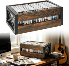 Retro Wooden CD Storage Box with Metal Frame for DVDs and Media Collection CD - DVD Shelf / Unit / Cabinet price