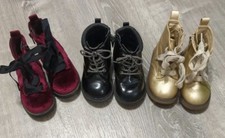 3 Pair Of Cat And Jack Infant Girls Black, Gold & Maroon Combat Boots Size 5 Girls' Booties price