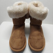 Apres by Lamo Girl's Sz 4Y Short Suede Winter Boots High-Pile Faux-Fur Trim Girls' Booties price