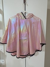 Justice Girls Rain Poncho - Shimmer Pink - OSFM - With Front Zip Pocket Girls' Raincoat price