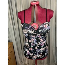 Ambrielle tankini top swimsuit floral black pink purple underwire Tankini price