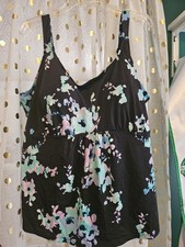 SWIM 365 Women's Floral Tankini Swim Top Size 26 Plus Black Pastel Built-In Bra Tankini price