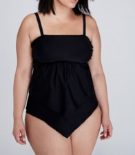 LANE BRYANT Black Flounce Plus Size 14 Handkerchief Tankini Top Swim Suit NWOT Tankini price