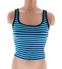 Women's Tankini Swim Top, Built in Shelf Bra, Blue Green Striped Swimsuit Tank Tankini price