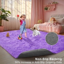 Purple Shaggy Area Rug – 5×8 ft Plush Soft Fluffy Carpet – Girls Room/Nursery Baby Room Rug price