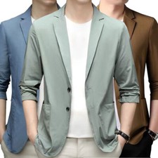 Men's Ice Silk Thin Suit Jacket Business Casual Loose Coat Blazer Top Outerwear Men's Coat price