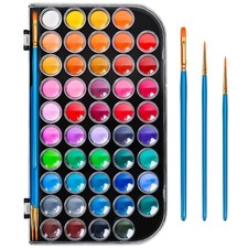 48 Color Solid Watercolor Paint Set with 3 Wooden Standard, Multi-color Watercolour Paint price
