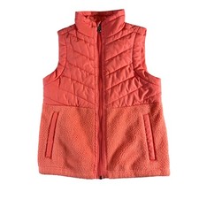 Tek Gear Coral Pink Girls Vest Fleece Puffer Sleeveless Jacket Kids Size M (8) Girls' Vest price