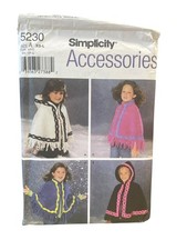 Simplicity 5230 Child's Girls Poncho Kids XS-L (3-16) Hooded Fringe Girls' Poncho price