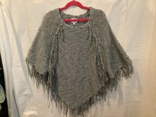 Justice Girls Med Grey Knit Sweater Poncho Girls' Poncho price