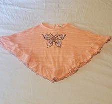 Little Lass Pink Butterfly Knit Poncho Pullover Girls Size 6X Girls' Poncho price