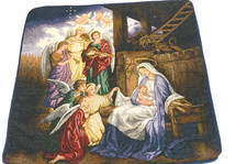 Baby Jesus Mary Angels Nativity Christmas Holiday Tapestry Pillow Shell 17 X 17" Baby Gold Pillow price