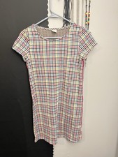 Wonder Nation girls L (10-12) Multicolor Plaid Shift Dress Short Sleeve Round Girls' Tunic price
