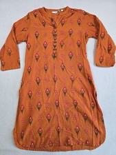Orange Floral Girls Tunic Dress By Max Cotton & Flax Blend 3/4 Sleeves Medium Girls' Tunic price
