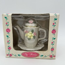 NOS Vintage My treasures Hinged Teapot with Saucer Flower Style Tea / Teapot Sets price