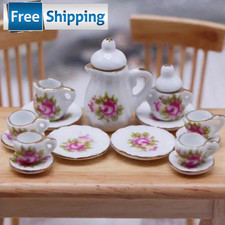 15pc Vintage Miniature White Porcelain Tea Set Pot Cup Plate for Tableware House Tea / Teapot Sets price