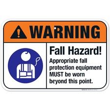 Fall Hazard Appropriate Fall Protection Equipment Sign, ANSI Warning Sign, Fall Protection Equipment price