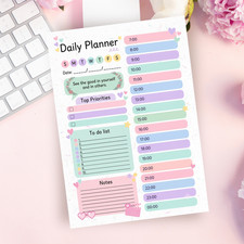 Pastel Daily Planner / Cute Hourly Organizer / Undated Productivity Planner price