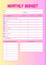 A4 Digital Monthly Budget Planner Fillable Printable Download PDF-Digital File Planner price