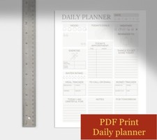 Printable Daily Planner Downloadable PDF Size 8.5x 11”  meal/exercise tracking Planner price