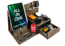 Functional Bedside Organizer for Men - Rustic Design with Smart Cable Solutions Office Nightstand price