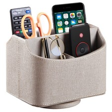 Leather 360°Rotatable Remote Control Holder,Nightstand TV Remote Caddy,Office... Office Nightstand price