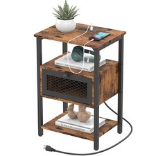 End Table Bedside Table with Charging Station, Nightstand w/Flip Storage Drawer Office Nightstand price