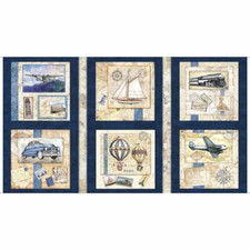 Hot Air Balloon Car Airplane Fabric 24" X44" Panel Cotton by QT Wanderlust Air Curtains price