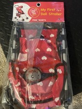 New York Doll My First Doll Stroller With Bottom Basket And Design Pink Hearts Strollers and Prams price