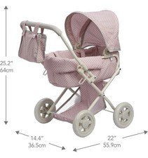 Baby Pushchair Pram 16-18" Fashion Doll Foldable and Adjustable 4 Wheels Pink Strollers and Prams price
