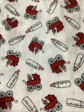 Robert Kaufman Fabric Baby Stroller & Bottles Red White Background 3 Yards Strollers and Prams price
