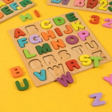 Kids Wooden Alphabet Puzzle Educational Learning Toy ABC Shape Montessori Game Educational Toy price