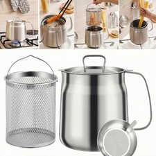 68oz 304 Stainless Steel Deep Fryer Pot with Basket & Strainer, Large Capacit... Built-in Fryers price