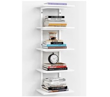 White 5 Tier Wall Shelf Unit Vertical Tiered Floating Book Shelves for Office Li Office Shelf Unit price