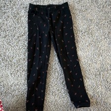 Cat & Jack Girls Leggings XS (4/5) Black Cherry Print Ankle Stretch Pull-On Girls' Leggings price