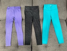 3 Pair Quality Sport Performance Leggings Girls Size Small 6/7 Purple Black Teal Girls' Leggings price