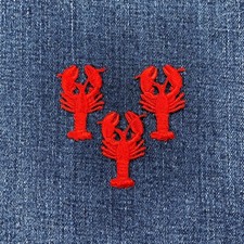 3-Pack Crawfish Lobster Applique Patch - Embroidered Seafood Badge 1.5" Iron On Seafood price