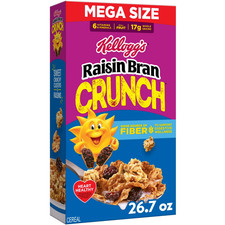 Kellogg's Raisin Bran Crunch Breakfast Cereal, Good Source of Fiber, Mega Size, Breakfast Cereal price