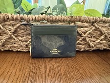 Coach Mini Skinny Id Card Case Coin Pouch Keychain Retired Signature Camo Print Women's Wallet price