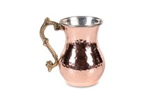 Turkish Hammered Copper Mug Traditional with Brass Handle Ayran Drinking Cup Ayran price
