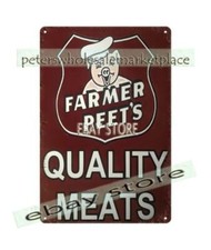 Farmer Peet's Quality Meats Pig dinner deli kitchen metal tin sign wall painting Deli Meats price