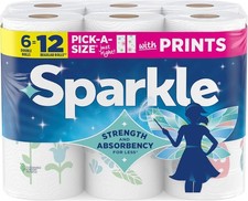 Sparkle Pick-A-Size Paper Towels Spirited Prints 6 Double Rolls = 12 Regular Paper Towels price