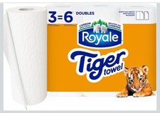 Royale Tiger Strong Paper Towel, 3 Double Equal 6 Rolls, 98 Half Sheets per Roll Paper Towels price