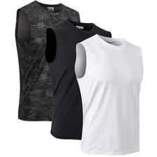 3 Pack Men's Tank Top Muscle Sleeveless Shirt Gym Vest Quick Dry Workout Sports Men's Tank Tops / Undershirts price