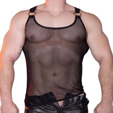 Men's Sexy See-through Mesh Undershirts Breathable Casual Muscle Tank Tops Vests Men's Tank Tops / Undershirts price