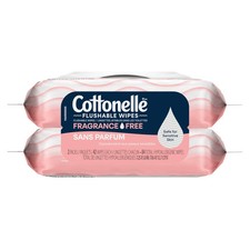 Fragrance Free Flushable Wet Wipes, Adult Wet Wipes, 2 Flip-Top Packs, 42 Wipes Wet Wipes price